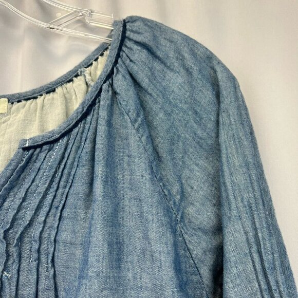 Dylan Womens Peasant Top Multicolor Long Sleeve V Neck Pintuck Blouse Boho XS - Picture 5 of 10